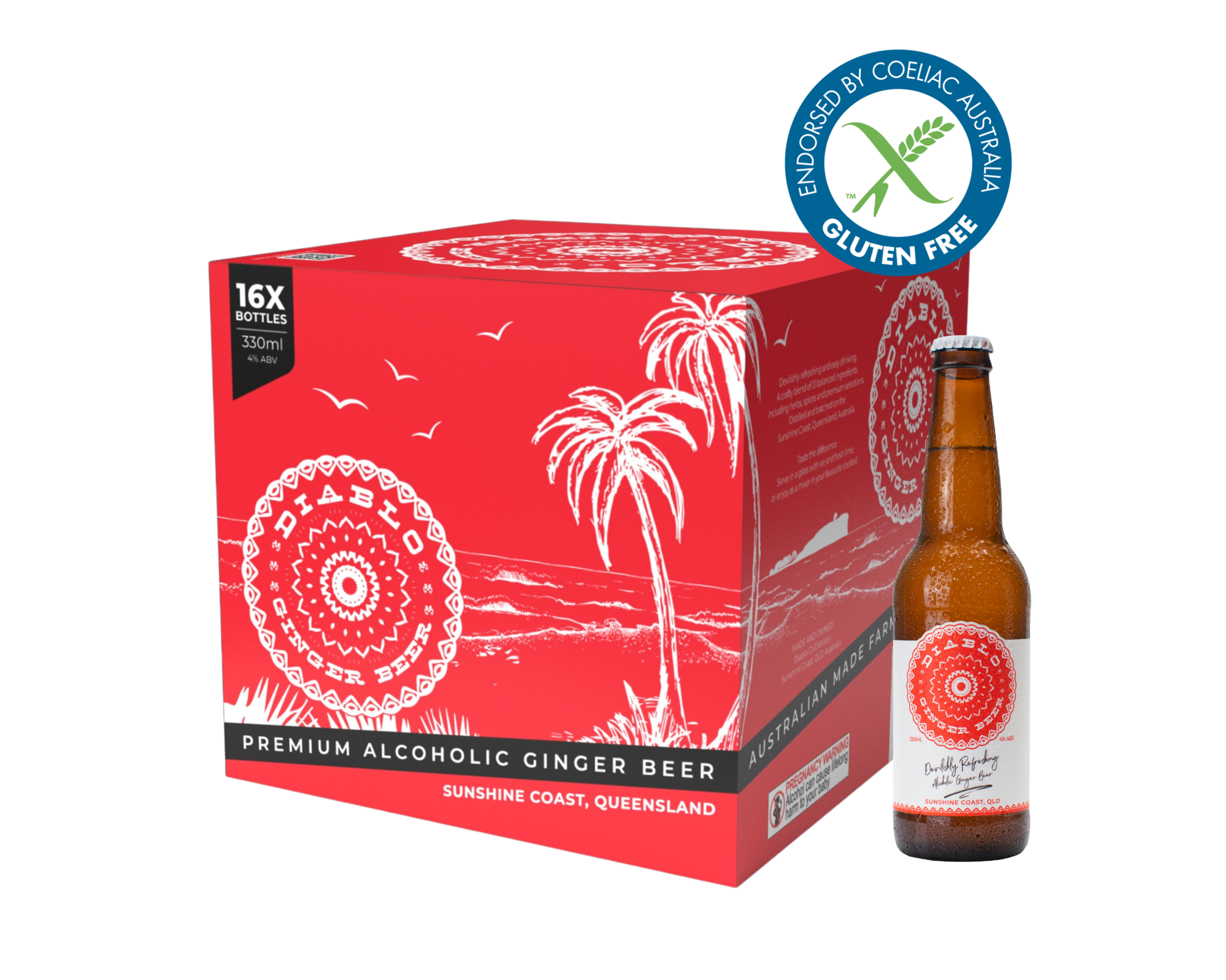 Diablo Alcoholic Ginger Beer Carton - 16 Stubbies